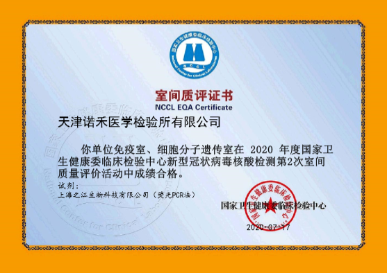 强！天津诺禾医学检验所再次满分通过新冠病毒核酸检测室间质评(图1)