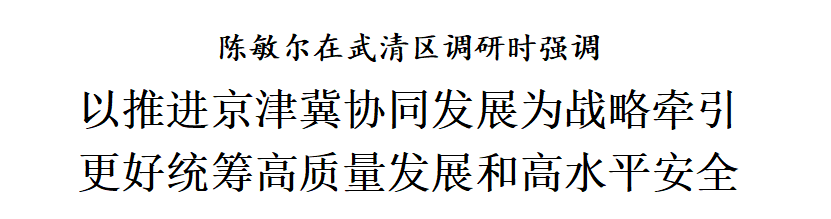陈敏尔在武清区调研时强调：以推进京津冀协同发展为战略牵引，更好统筹高质量发展和高水平安全(图1)